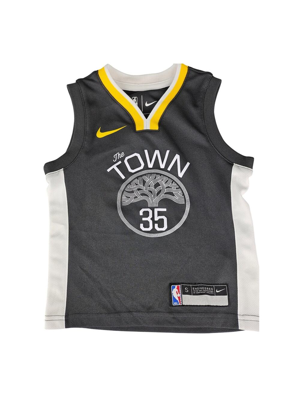NIKE NBA “THE TOWN” KEVIN DURANT WARRIORS JERSEY – YOUTH SMALL – AUTHENTIC 2017